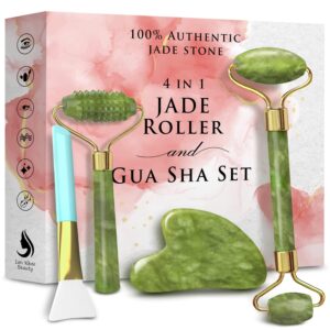 Jade Roller for Face - Jade Gua Sha Set Gua Sha Beauty Roller Face Roller Gua Sha Facial Tools