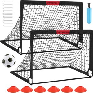 KIDS SOCCER GOALS FOR BACKYARD SET – 2 OF 4′ X 3′ PORTABLE SOCCER GOAL TRAINING EQUIPMENT